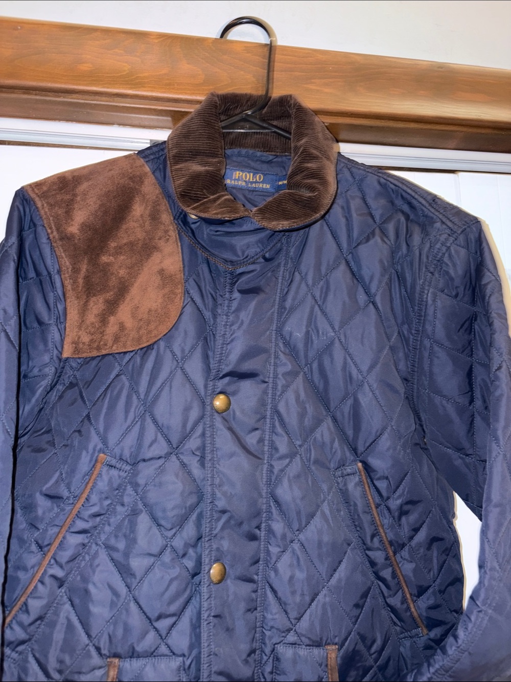 Polo by Ralph Lauren Navy Quilted Jacket with Brown Suede Accents - Picture 2 of 12